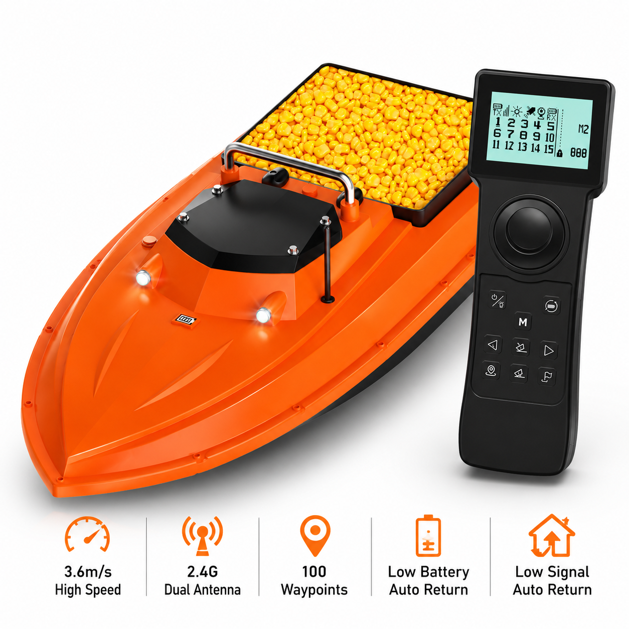 12V High-Speed GPS Bait Boat Control System with 100 Waypoints